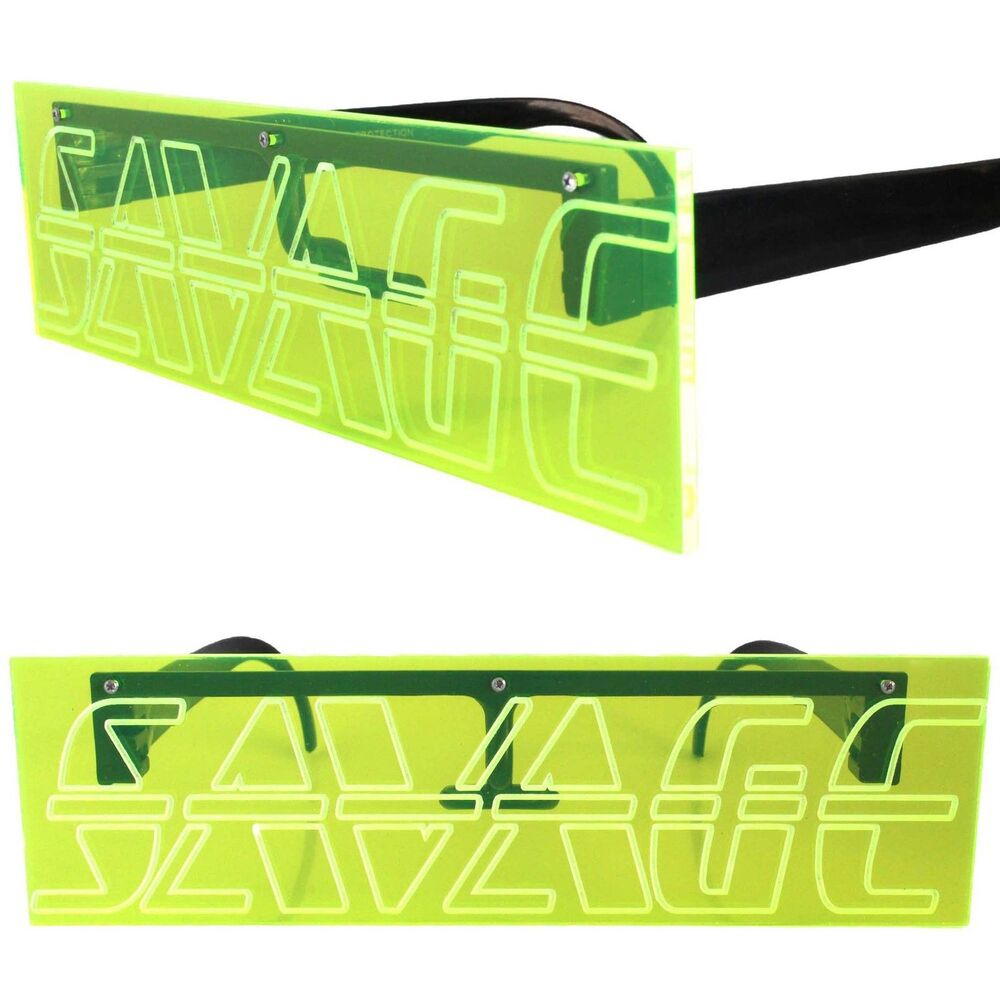 Savage Engraved Party Rave Festival Costume Futuristic Neon Green Sunglasses